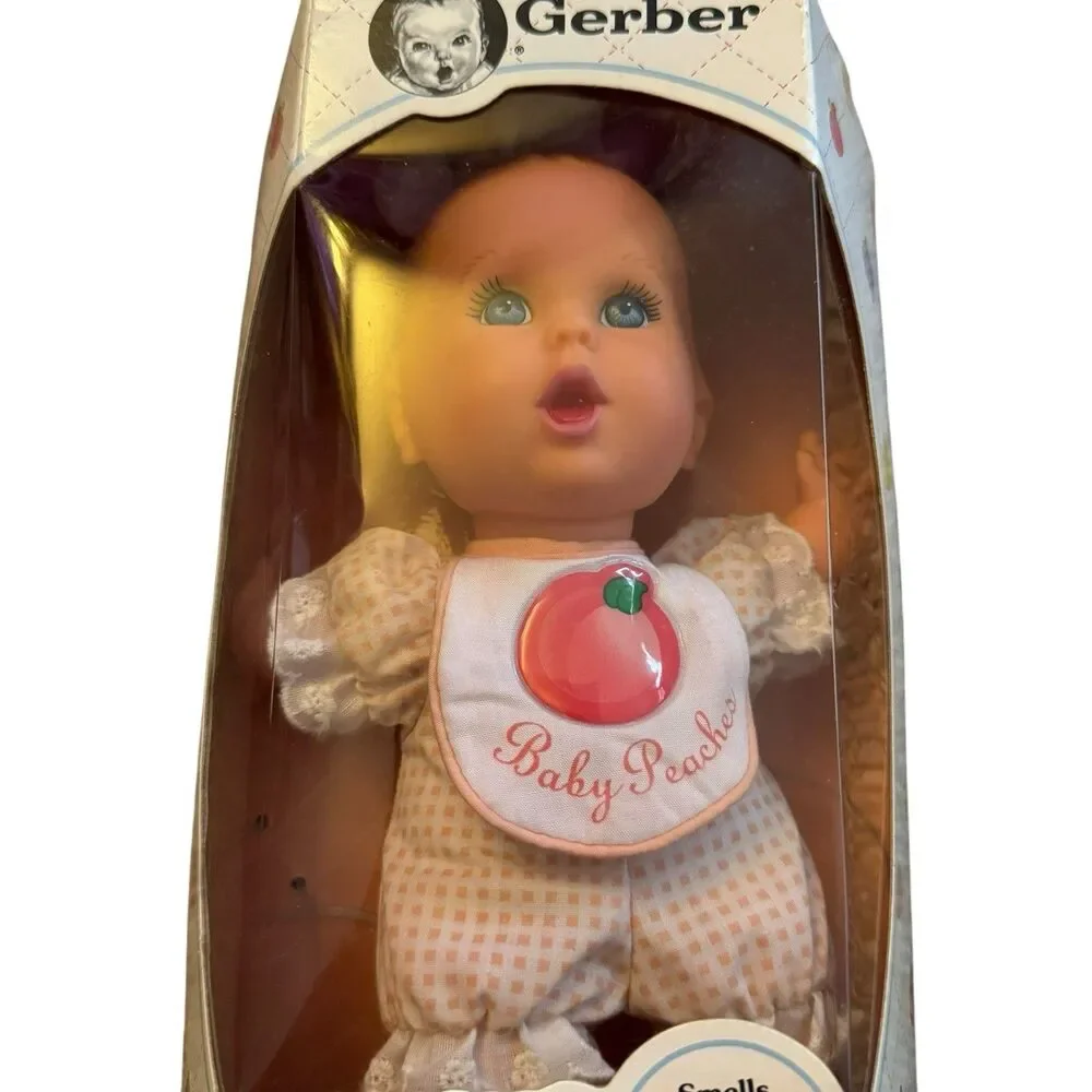 NIB Vintage 1995 Gerber‎ Fruit Baby PEACHES Scented Doll Toy Biz Blonde